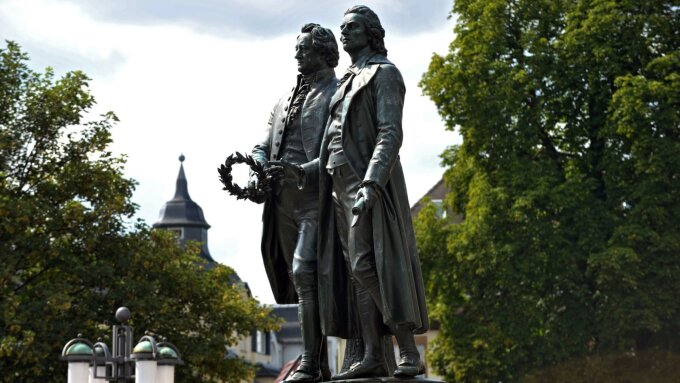 Monument of Goethe and Schiller in Weimar.