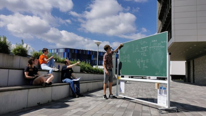 Outdoor blackboard for students at the ACP plaza, 2021.